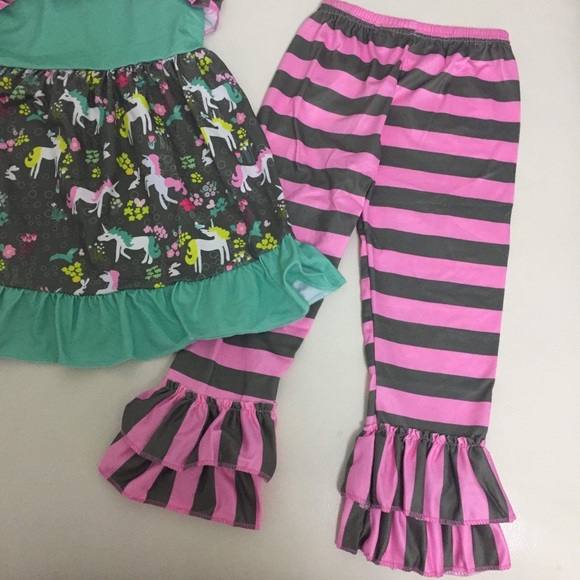 Unicorn cute ruffle sleeveless top pants set - Picture 4 of 7